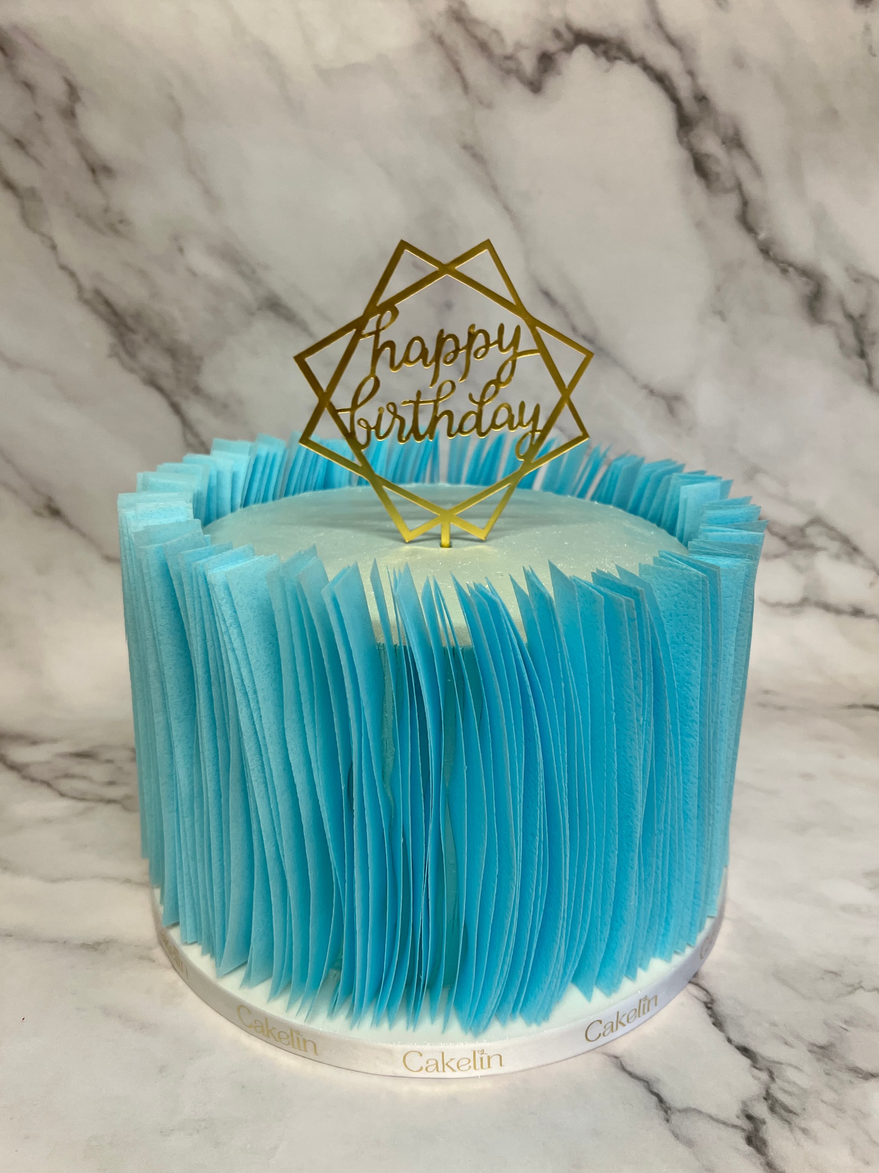 Blue Pleated Celebration Cake