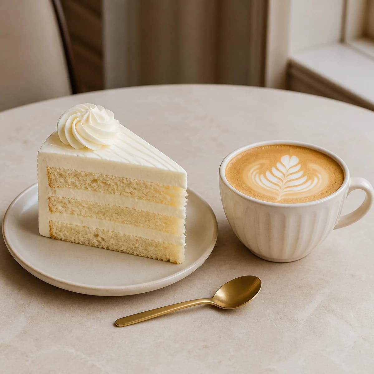 Luxury cake slice and coffee pairing