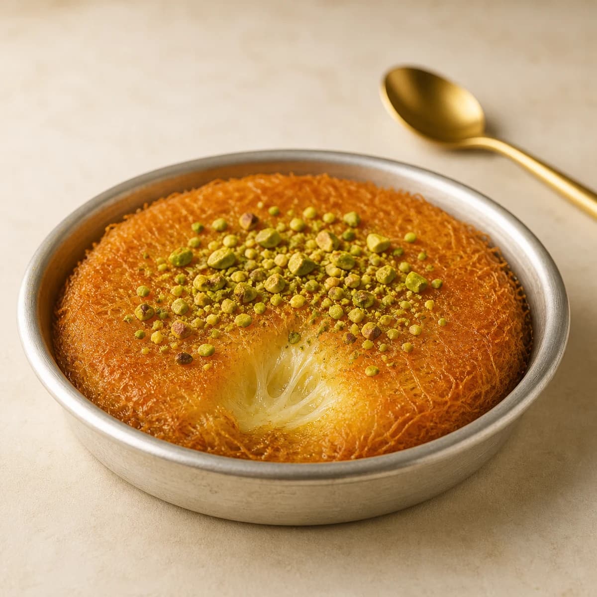 Individual kunafa with pistachios