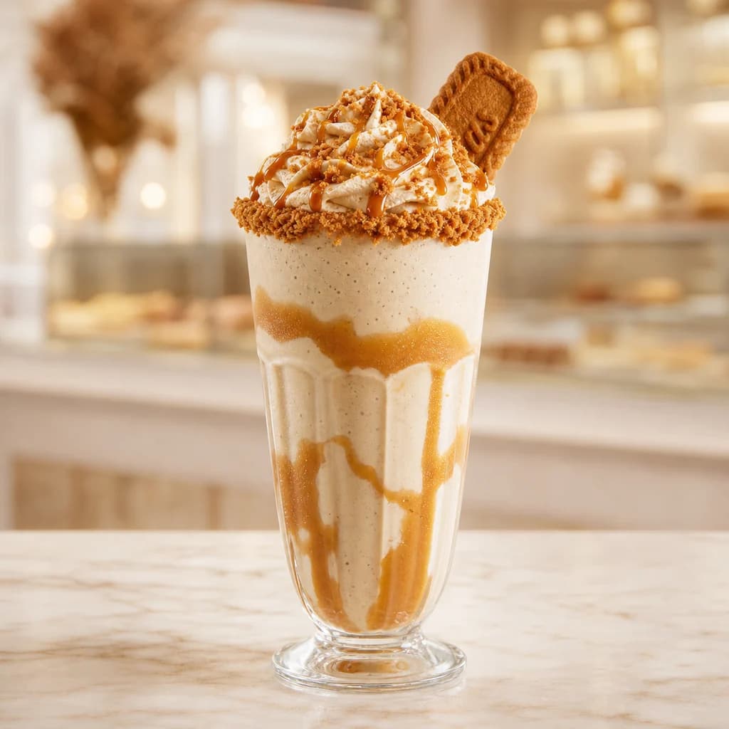 Caramel biscuit crunch milkshake