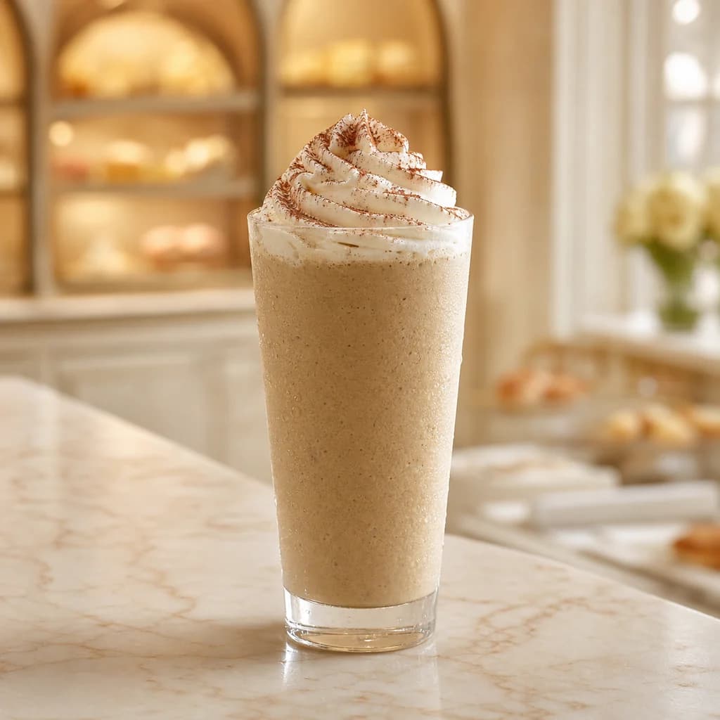 Iced coffee frappe with cream