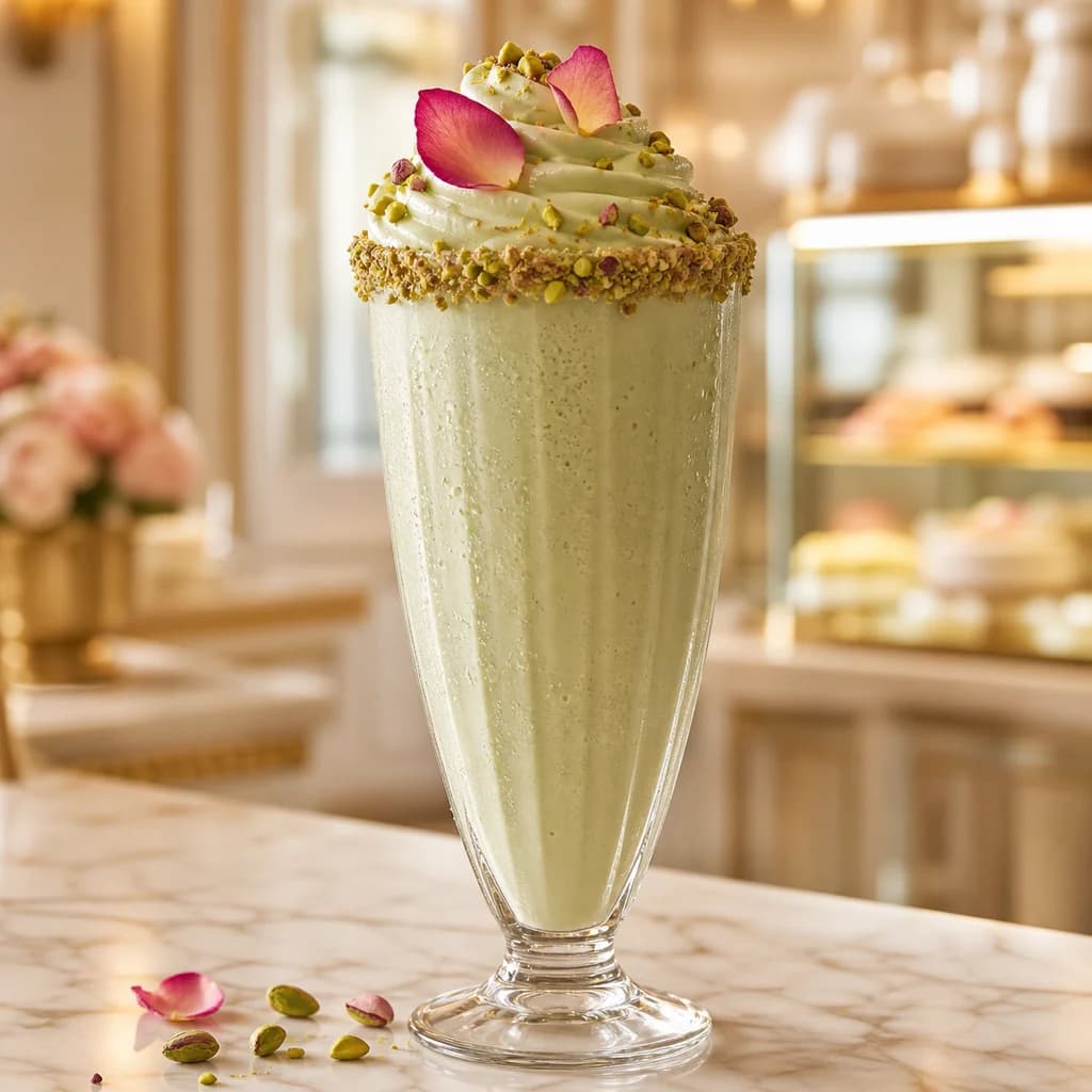 Pistachio and rose milkshake