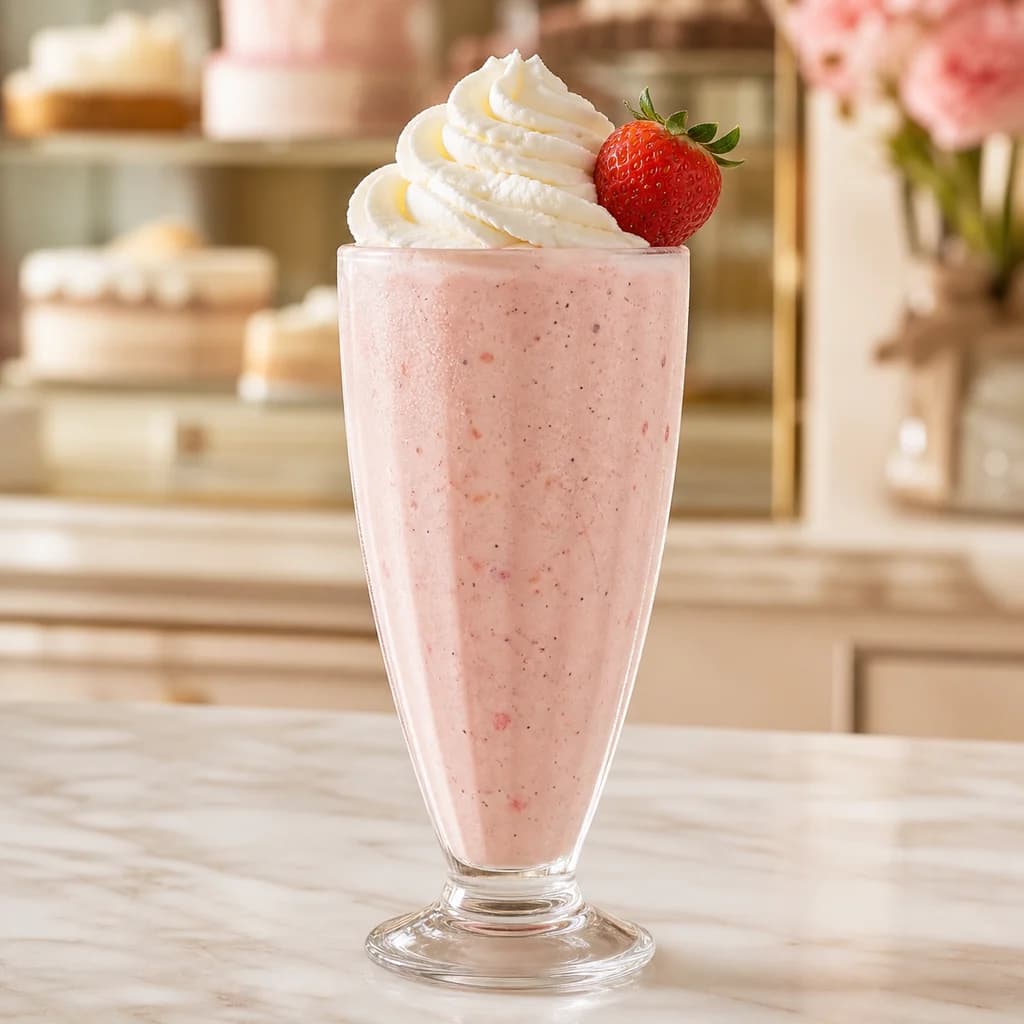 Strawberry and vanilla bean milkshake