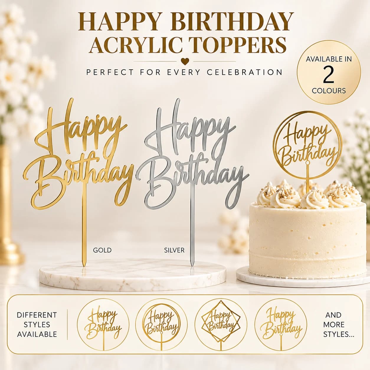 Gold cake topper