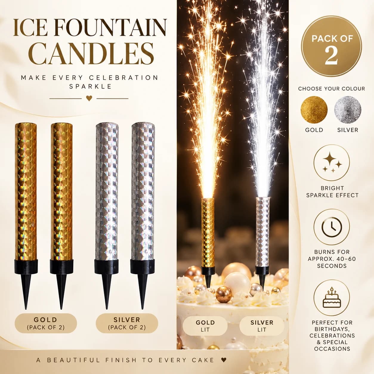 Gold sparkler candle pack